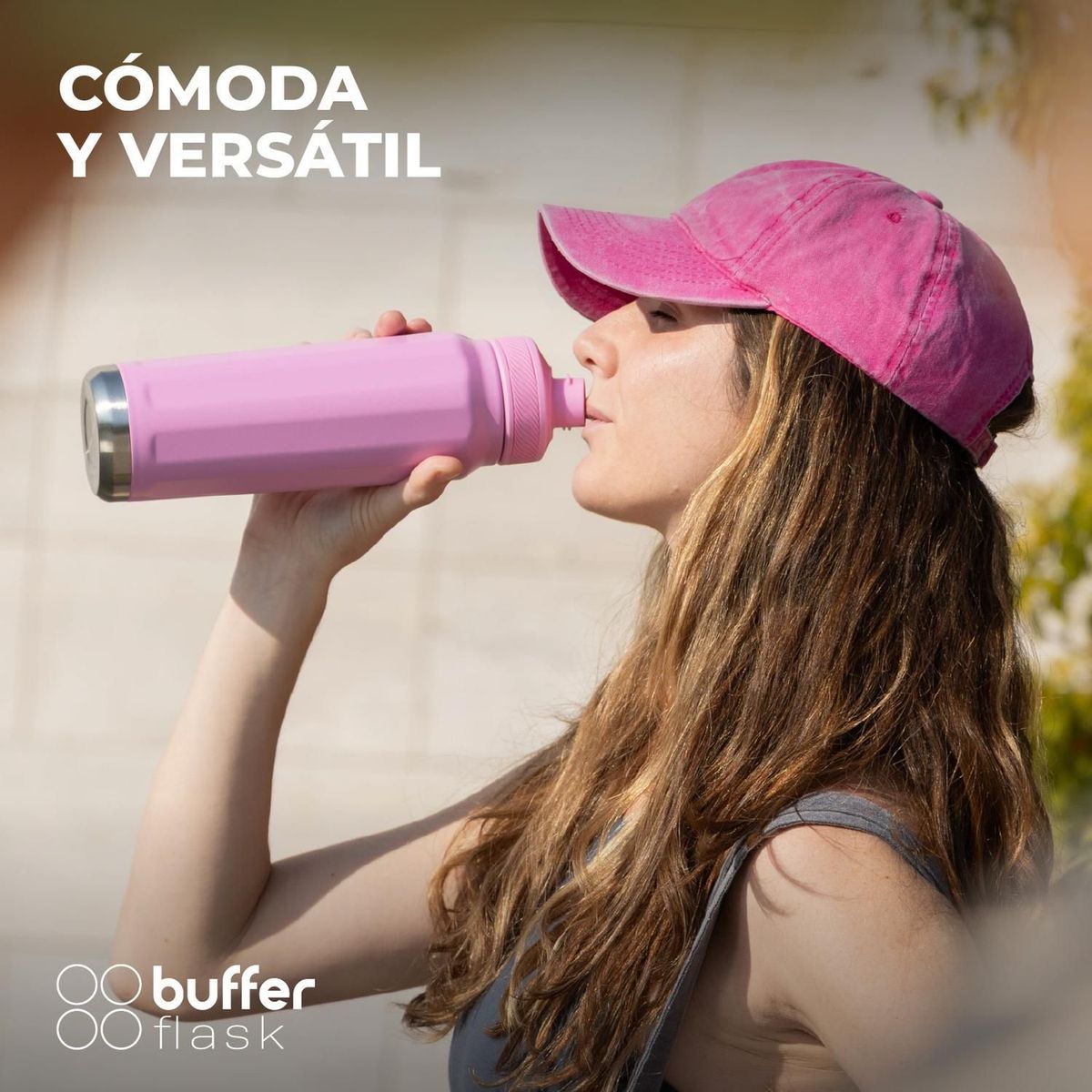 BUFFER FLASK - Termo Botella Agua Termica Acero Inox Buffer+Tapa - Violeta