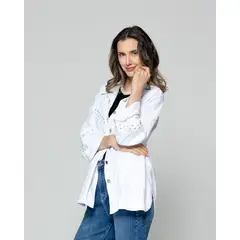 LINEATRE - Chaqueta Mujer Carlotta Algodón Denim Con Brillos Blanca