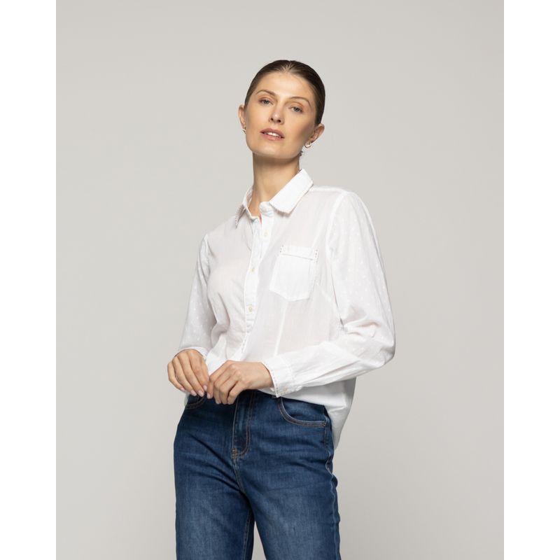 LINEATRE - Blusa Mujer Brisela Camisera Blanca Lineatre
