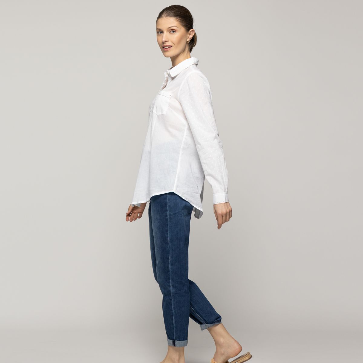 LINEATRE - Blusa Mujer Brisela Camisera Blanca Lineatre