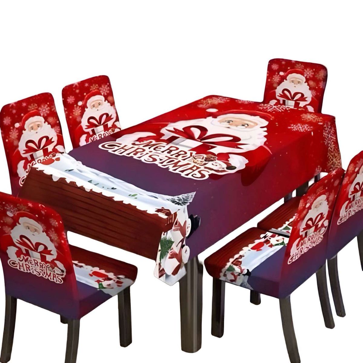 GENERICO - Juego de Mantel mas 6 Fundas de Sillas Navidad  03