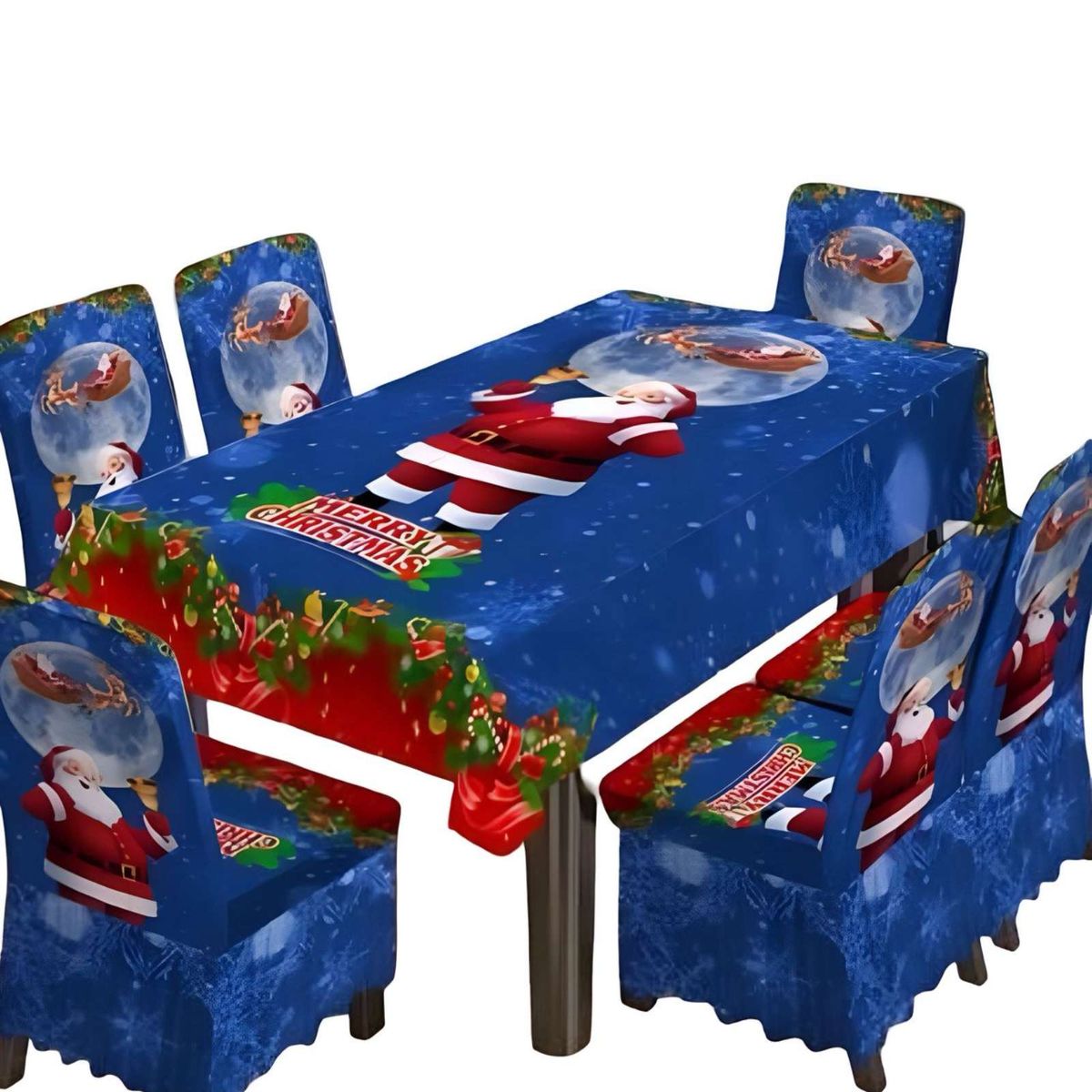 GENERICO - Juego de Mantel mas 6 Fundas de Sillas Navidad  04