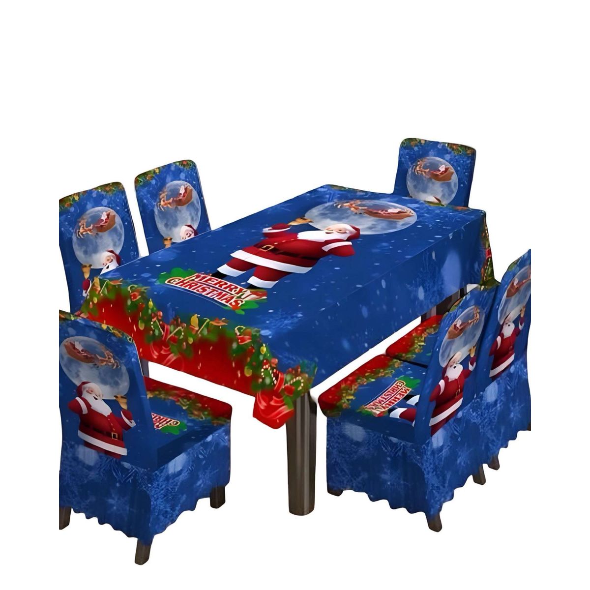 GENERICO - Juego de Mantel mas 6 Fundas de Sillas Navidad  04