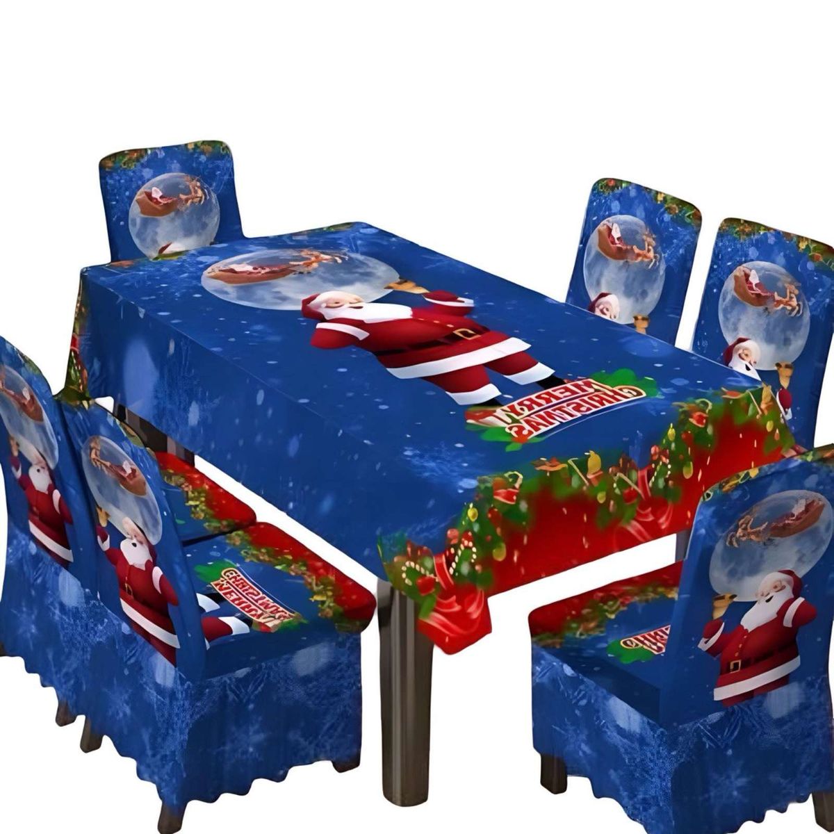 GENERICO - Juego de Mantel mas 6 Fundas de Sillas Navidad  04