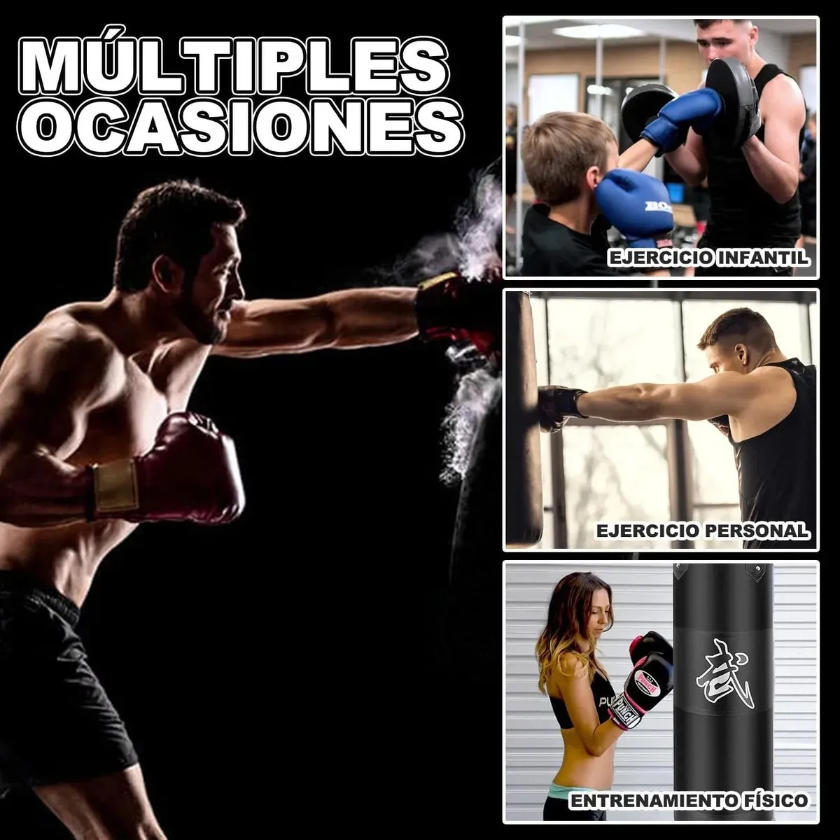 EVERSO - Saco De Boxeo Vacio Punching Ball Bag Box + Cadenas