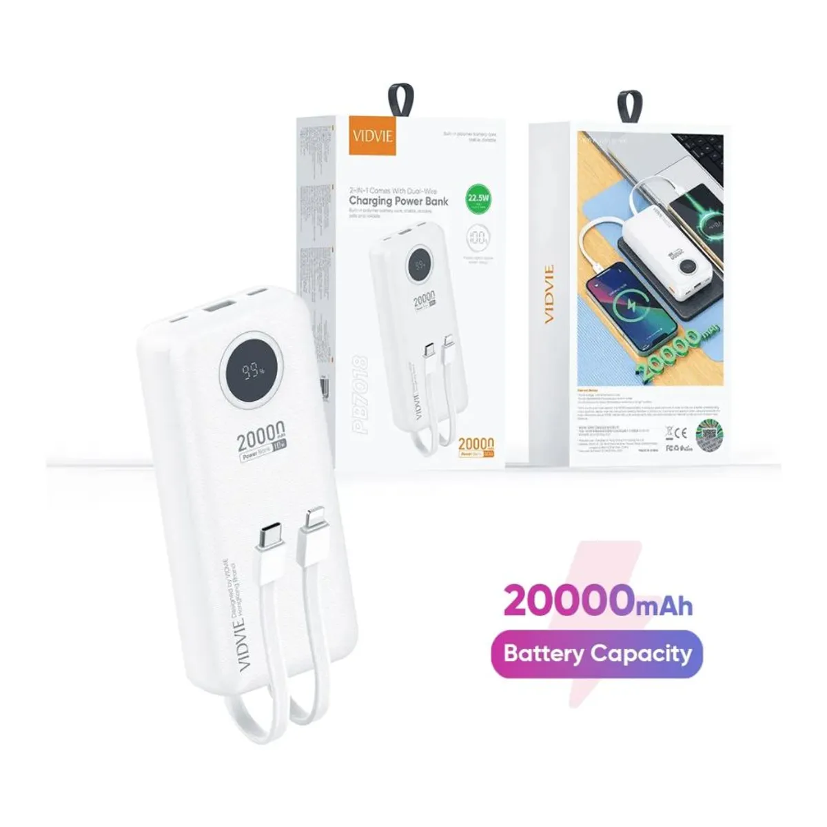 GENERICO - Power Bank 2 En1 Con Cables  20000 mAh