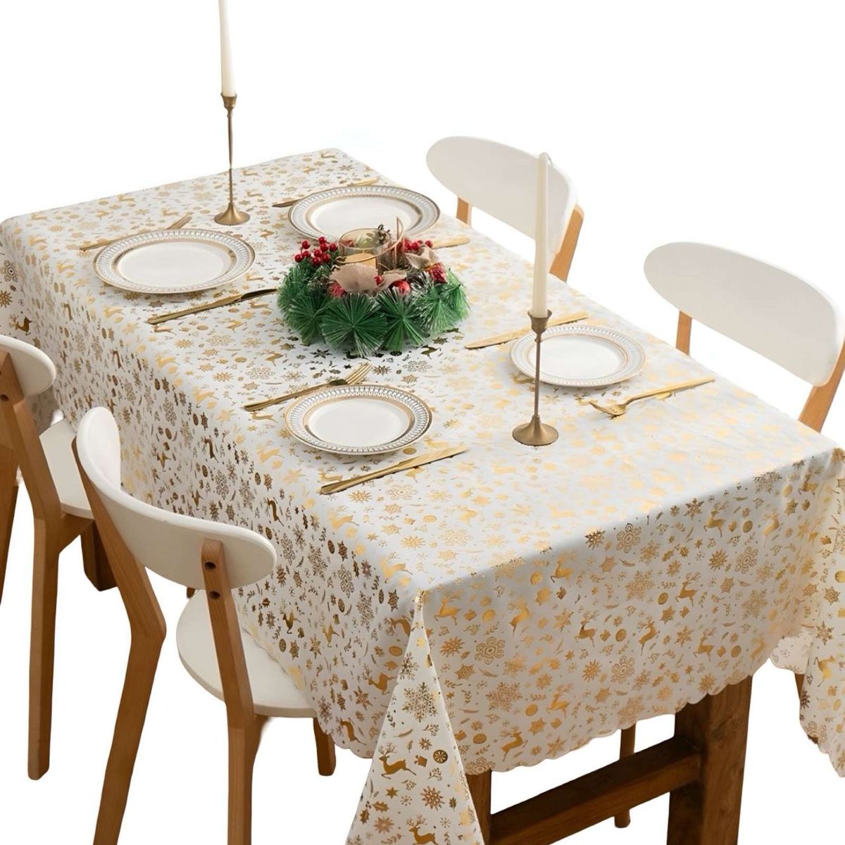 GENERICO - Mantel decorativo antimanchas Diseño navideño 140x220 cm 09