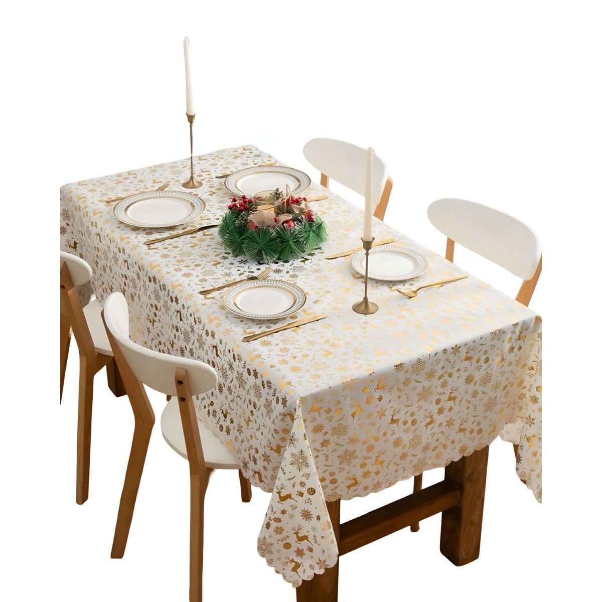 GENERICO - Mantel decorativo antimanchas Diseño navideño 140x220 cm 09