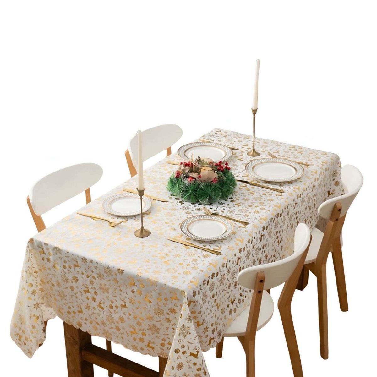 GENERICO - Mantel decorativo antimanchas Diseño navideño 140x220 cm 09