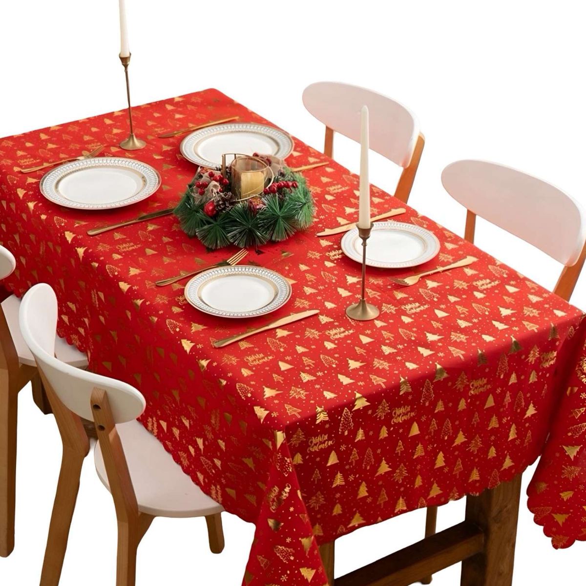 GENERICO - Mantel decorativo antimanchas Diseño navideño 140x220 cm 11