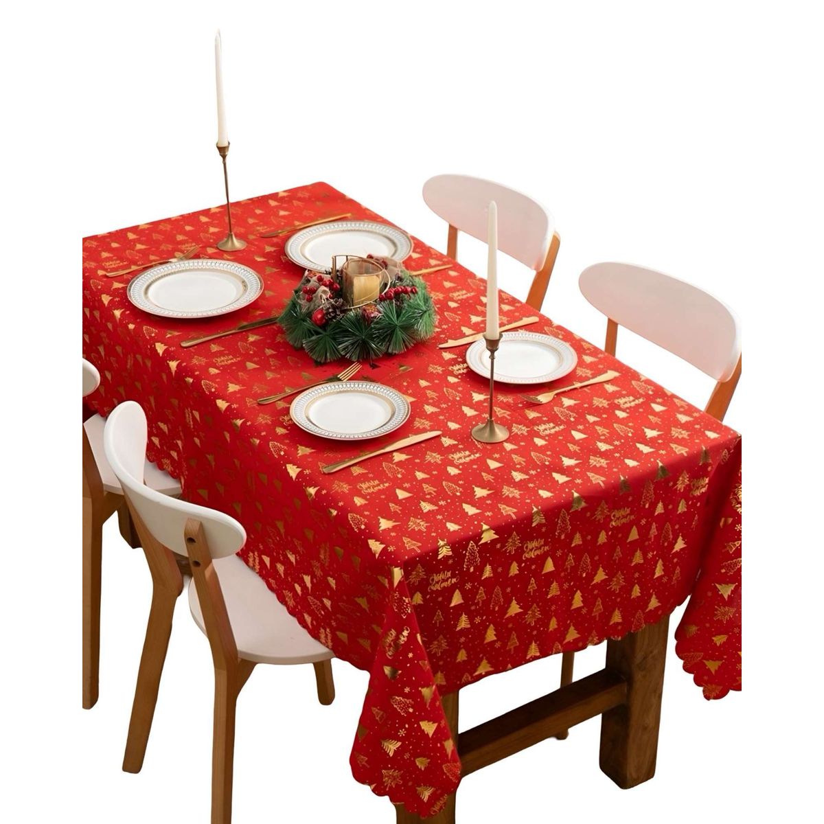 GENERICO - Mantel decorativo antimanchas Diseño navideño 140x220 cm 11