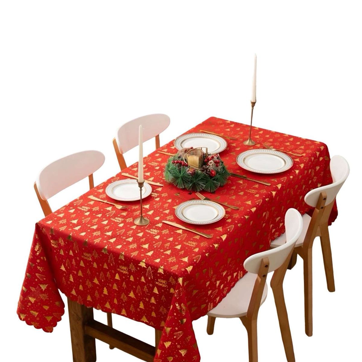 GENERICO - Mantel decorativo antimanchas Diseño navideño 140x220 cm 11