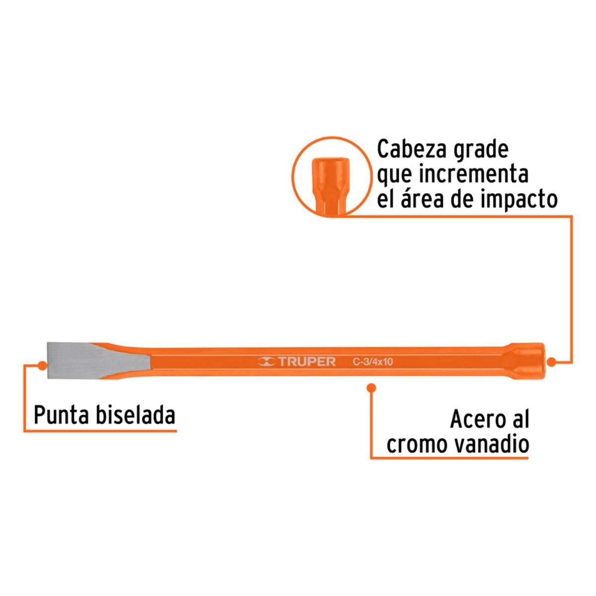 TRUPER - CINCEL TRUPER 3/4 X 10 pulg SIN MANGO