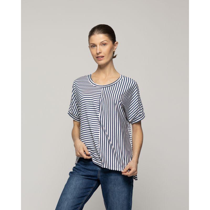 LINEATRE - Polera Mujer Olivetta Rayas Azul Lineatre