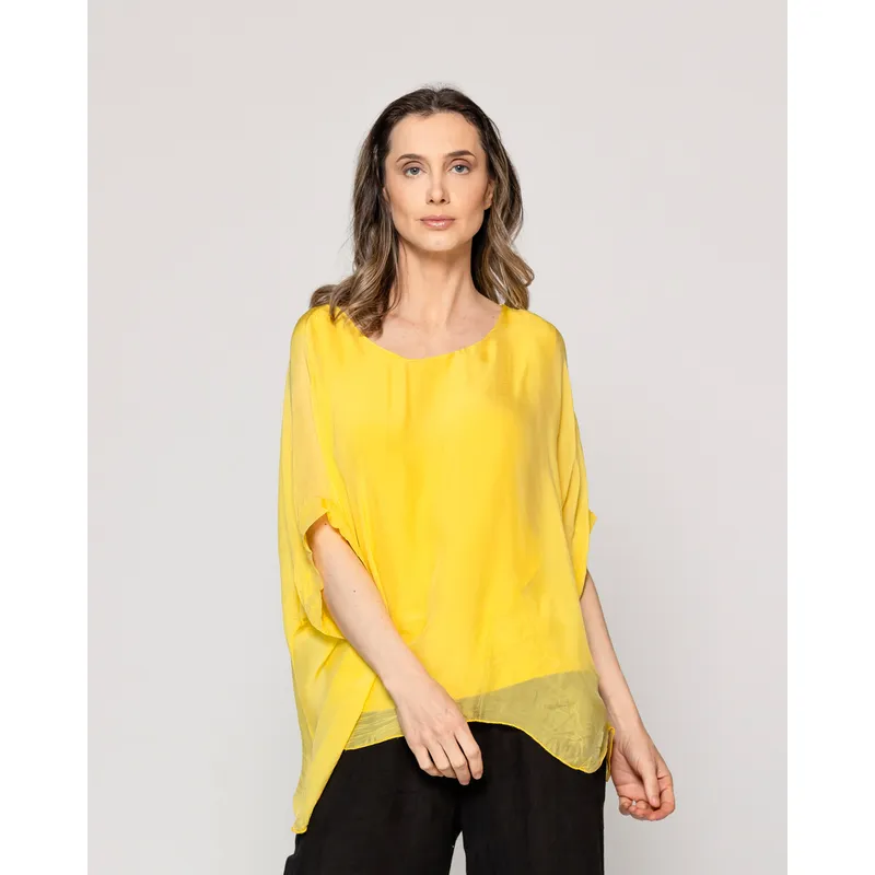 LINEATRE - Blusa Mujer Boruta Mangas Murciélago Amarilla Lineatre