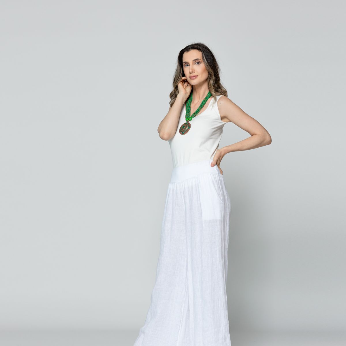 LINEATRE - Collar Mujer Mostacillas Y Dije Verde Esmeralda Lineatre