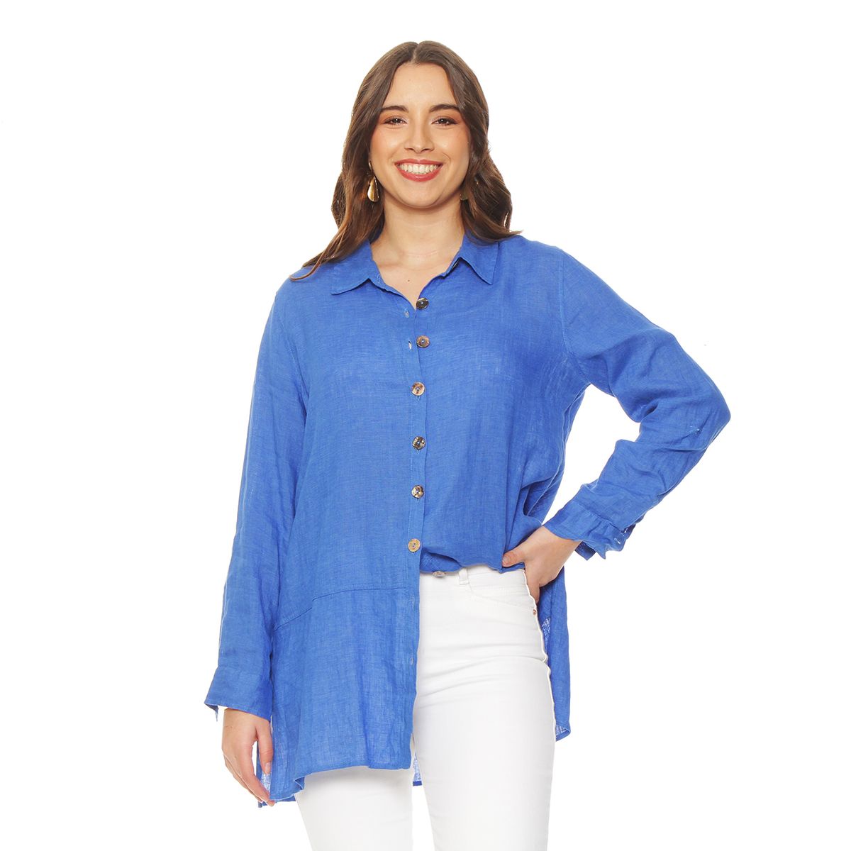 WADOS - BLUSON MANGA LARGA LINO ABOTONADO EN DELANTERO