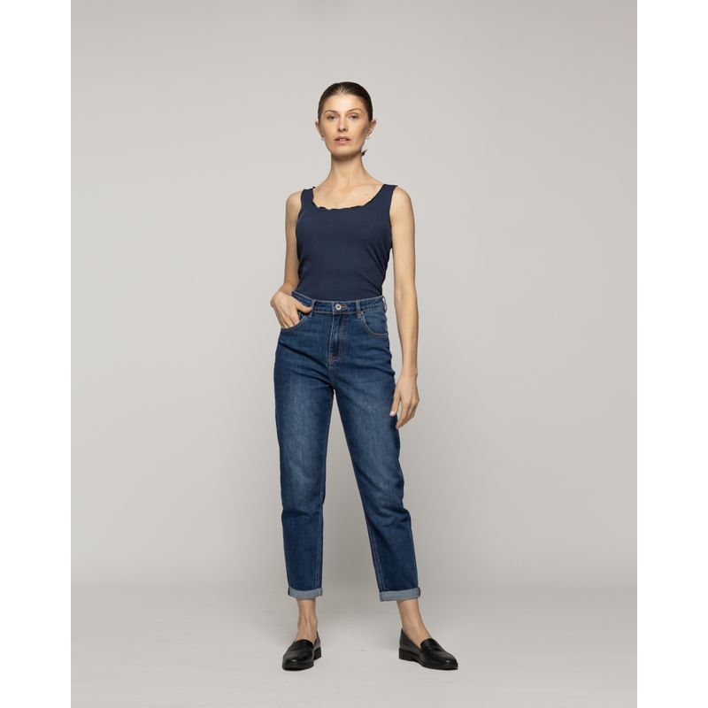 LINEATRE - Jeans Jessica Tiro Alto Calce Regular Azul Lineatre