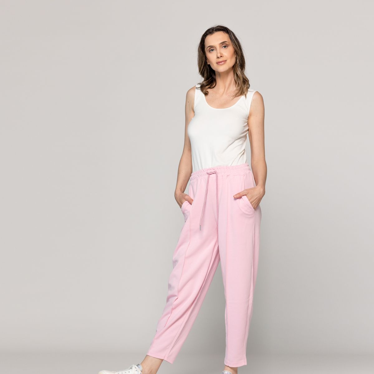 LINEATRE - Pantalón Mujer Plácida Jogger Calce Relajado Cintura Elasticada Rosa Lineatre