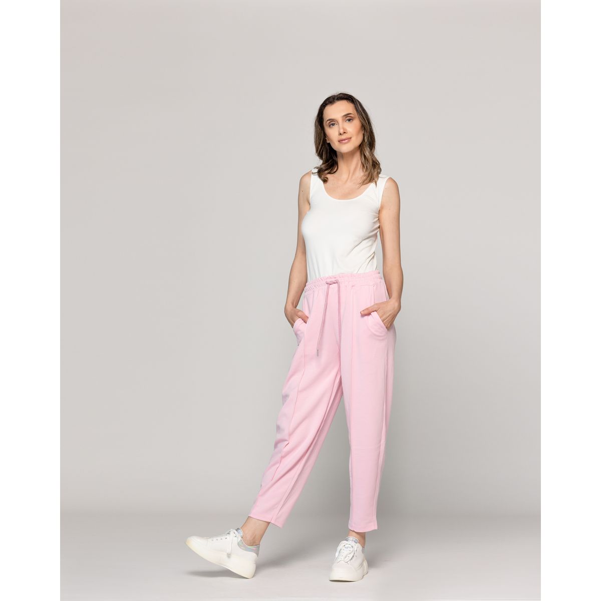LINEATRE - Pantalón Mujer Plácida Jogger Calce Relajado Cintura Elasticada Rosa Lineatre