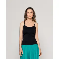 LINEATRE - Top Mujer Tati Básico Tirantes Finos Negro