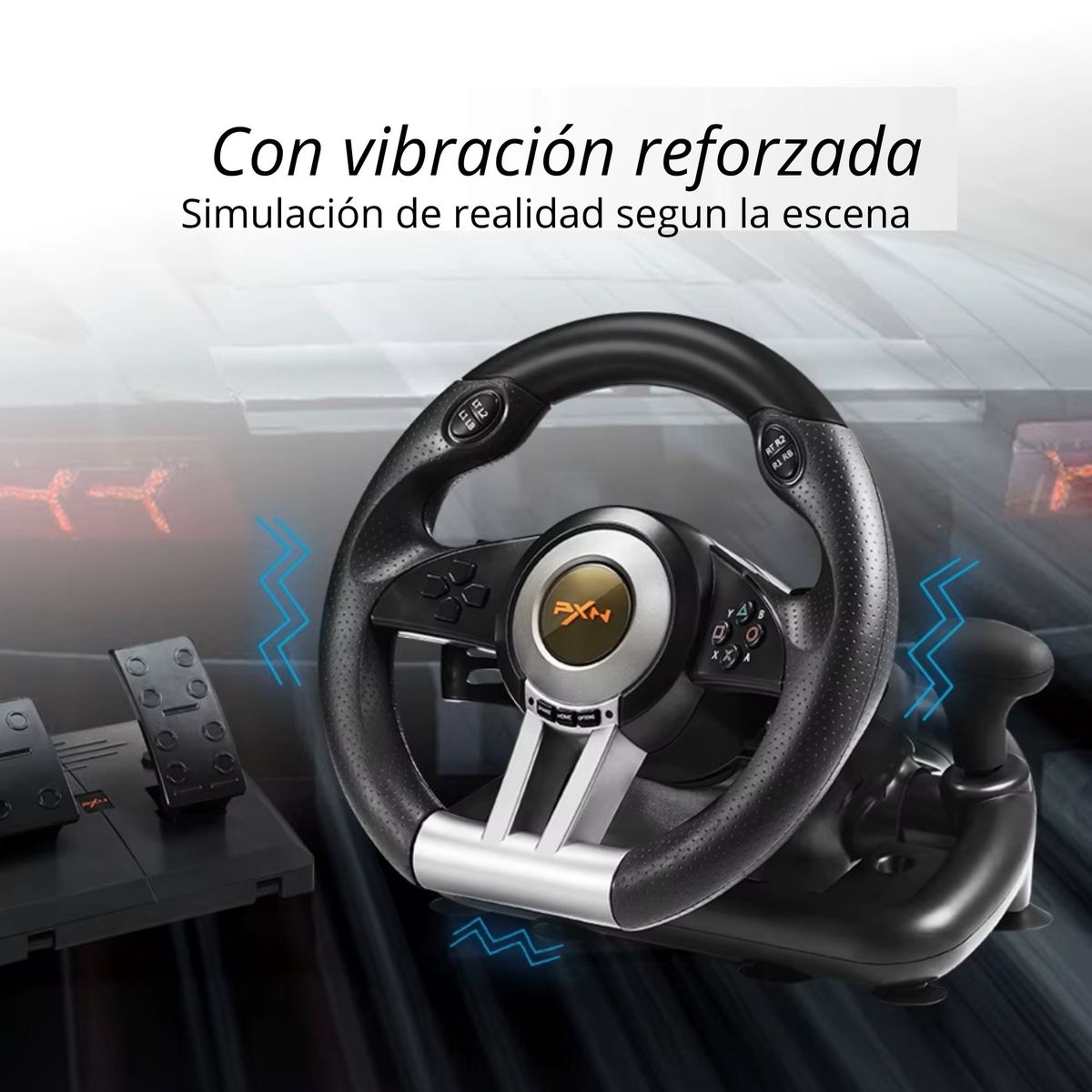 GENERICO - Volante Gamer con Pedales y Vibración
