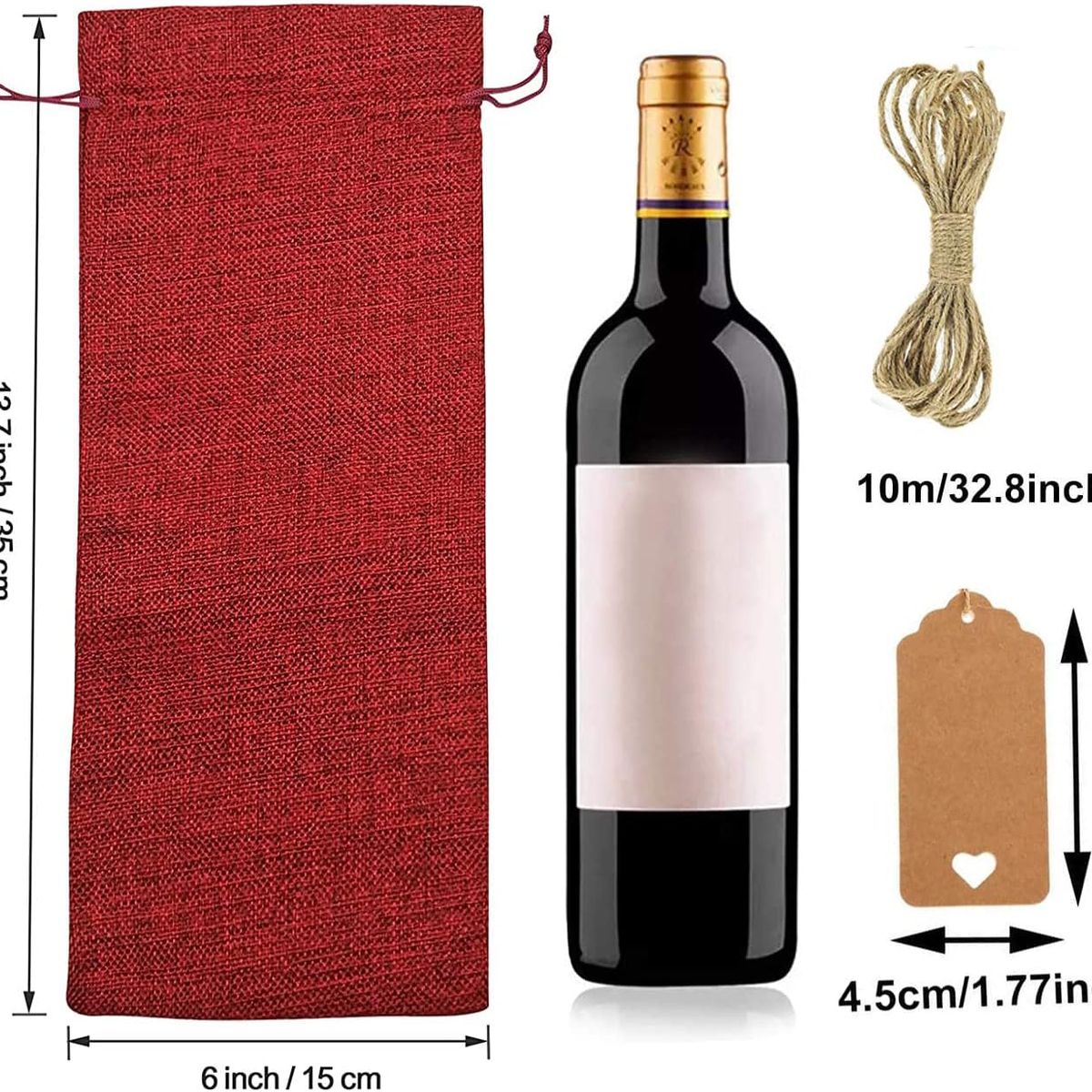 ATURE - Set 12u Bolsas De Regalos Navidad Para Botellas De Vino