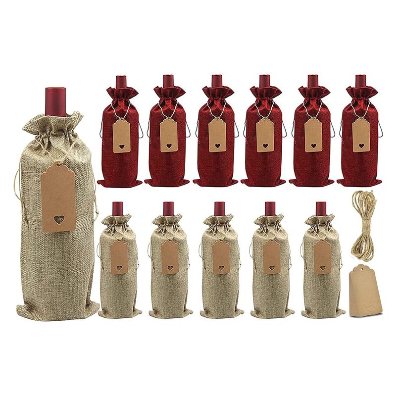 ATURE - Set 12u Bolsas De Regalos Navidad Para Botellas De Vino