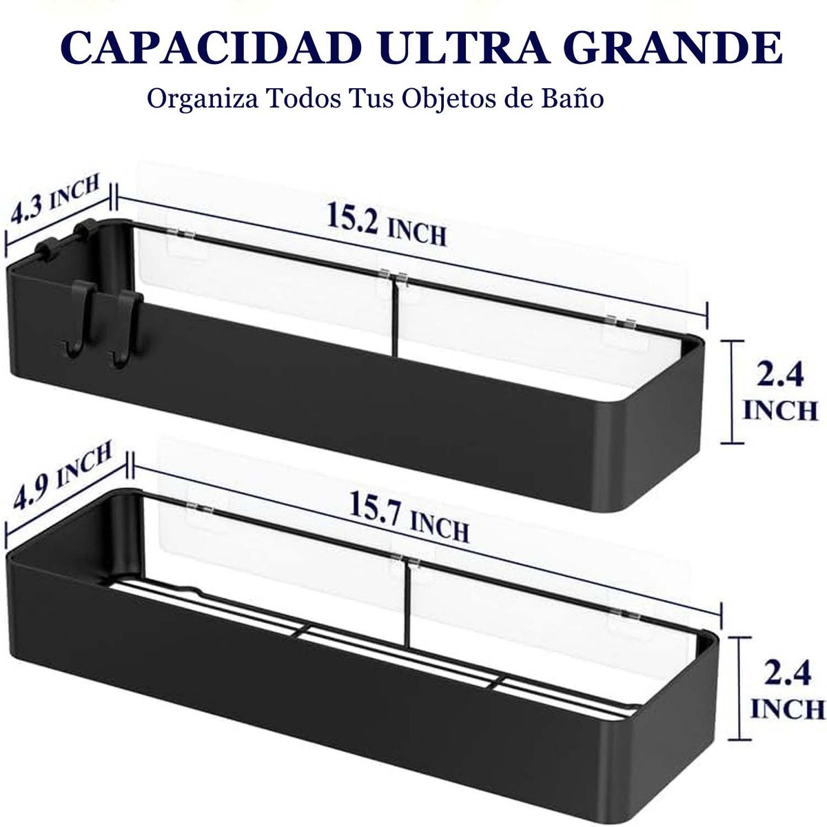 WELDMON - Paquete de 2 Organizadores de Ducha Adhesivos de Acero Inoxidable