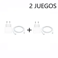 APPLE - Cargador USB-C 20W A2347 Original Con Cable C Lightning 1mt 2pcs
