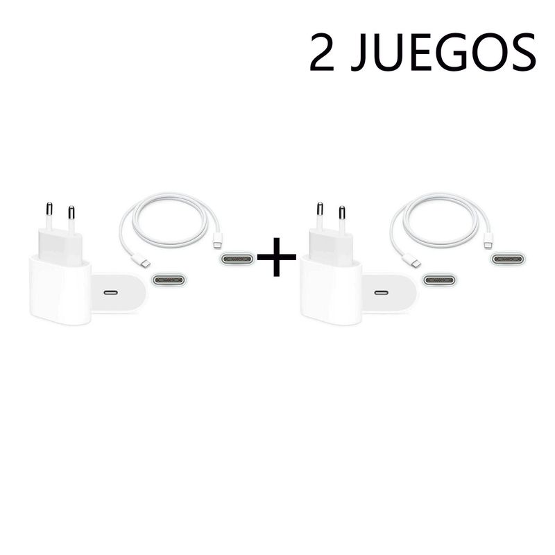APPLE - Cargador Apple 20W Original + Cable C - C 1m iPhone 15 16 pro max 2PCS