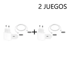 APPLE - Cargador 20W Original + Cable C - C 1m iPhone 15 16 pro max 2PCS