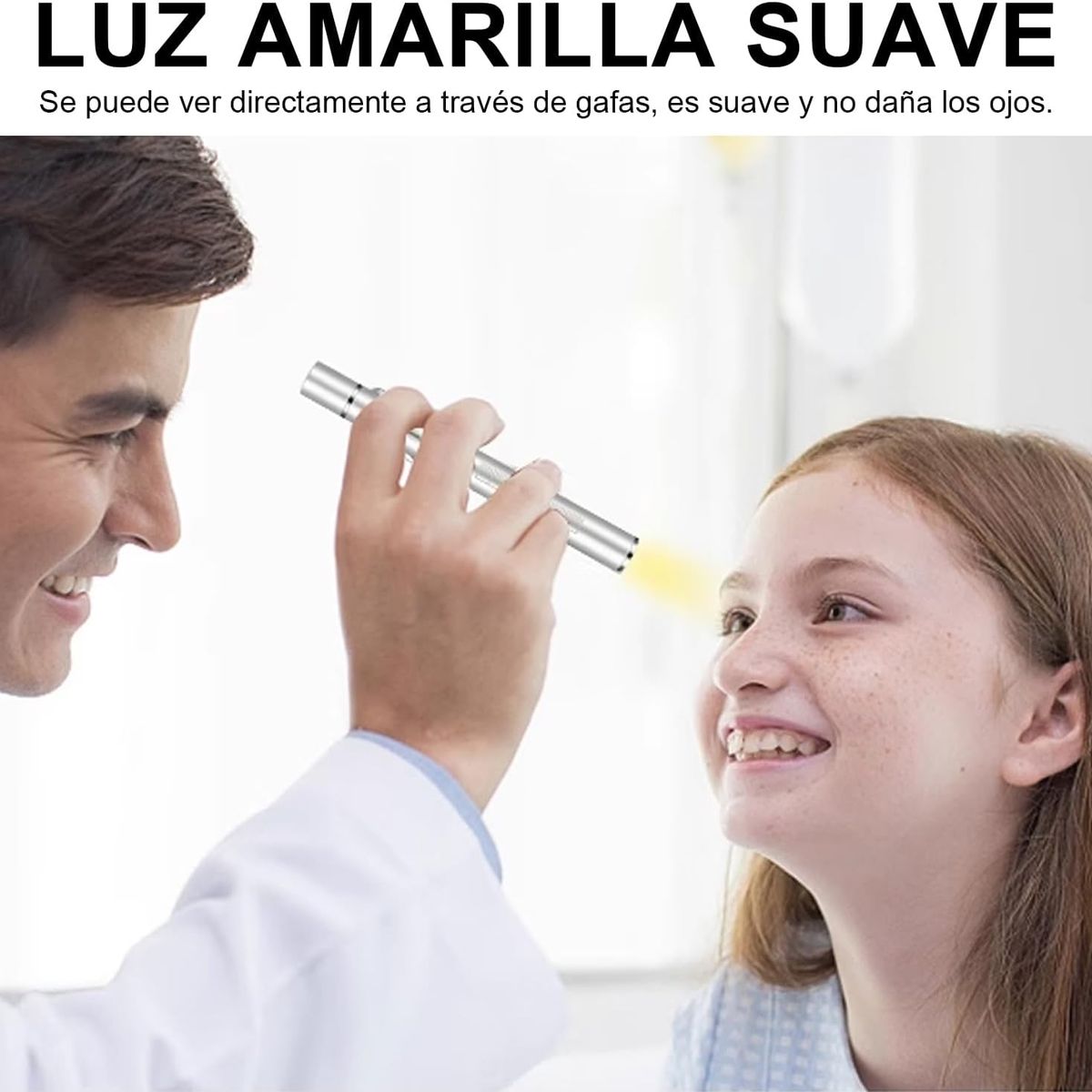 KUANGYE - Linterna Médica Reflejos Carga Usb Luz Blanca Y Amarilla