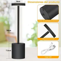 SUPERCENTER - Lámpara De Mesa Recargable Lámpara Inalámbrica Lampara Led