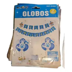 PARTYGLOBOS - Set Globo Bandera De Cumpleaños Fiesta Para Perros Celeste