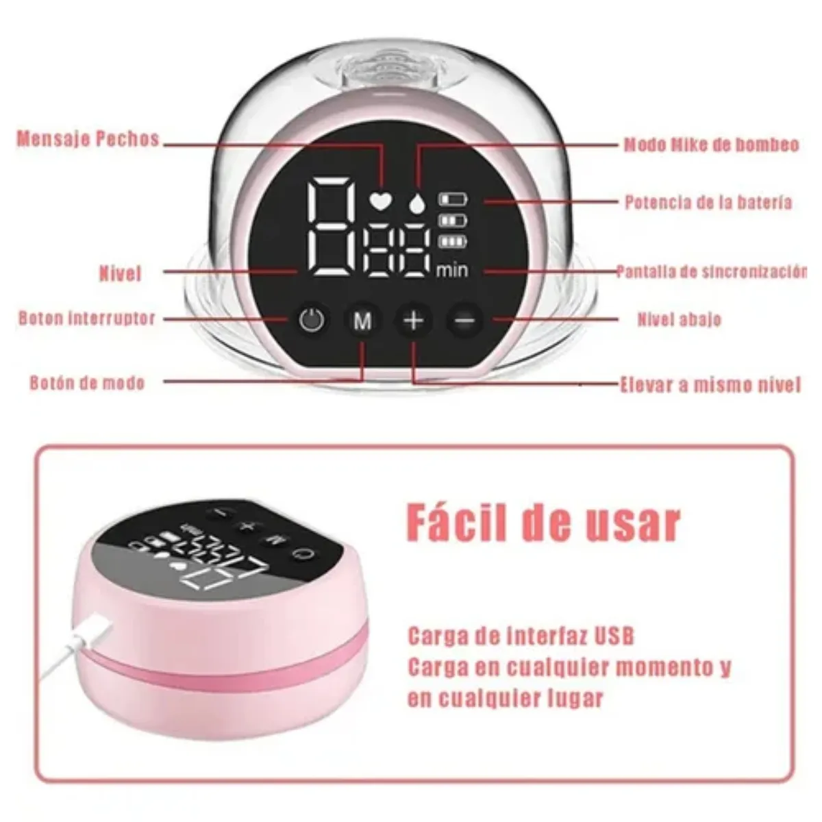 CRUSEC - Extractor De Leche Materna Portatil Electrico Silencioso