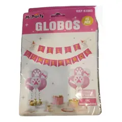 PARTYGLOBOS - Set Globo Bandera De Cumpleaños Fiesta Para Perros Rosa