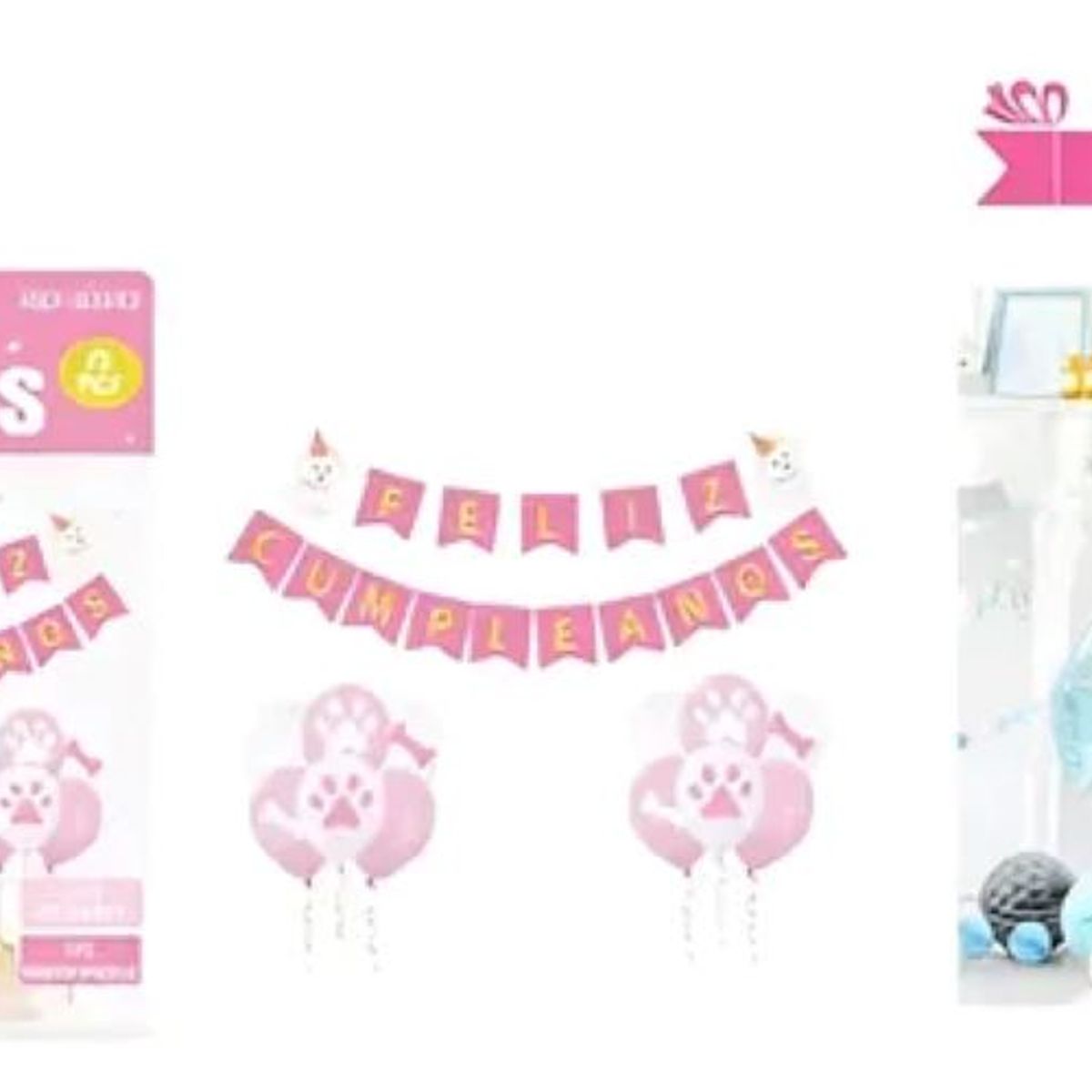 PARTYGLOBOS - Set Globo Bandera De Cumpleaños Fiesta Para Perros Rosa