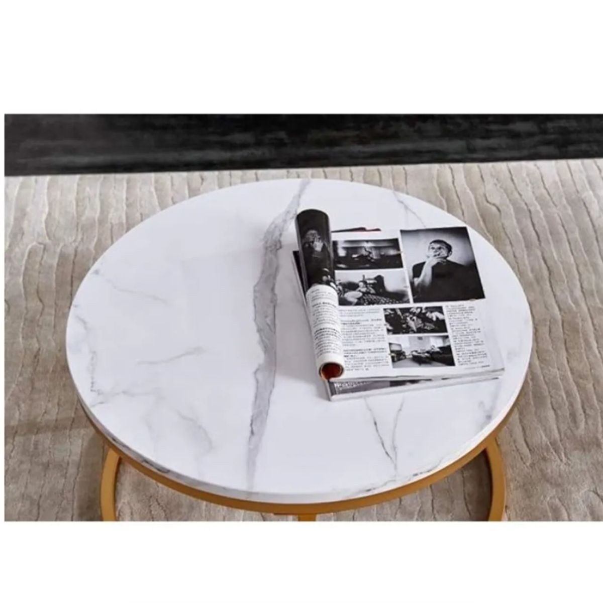 GENERICO - Mesa De Centro Doble Mesa Auxiliar Redonda Moderna Sala