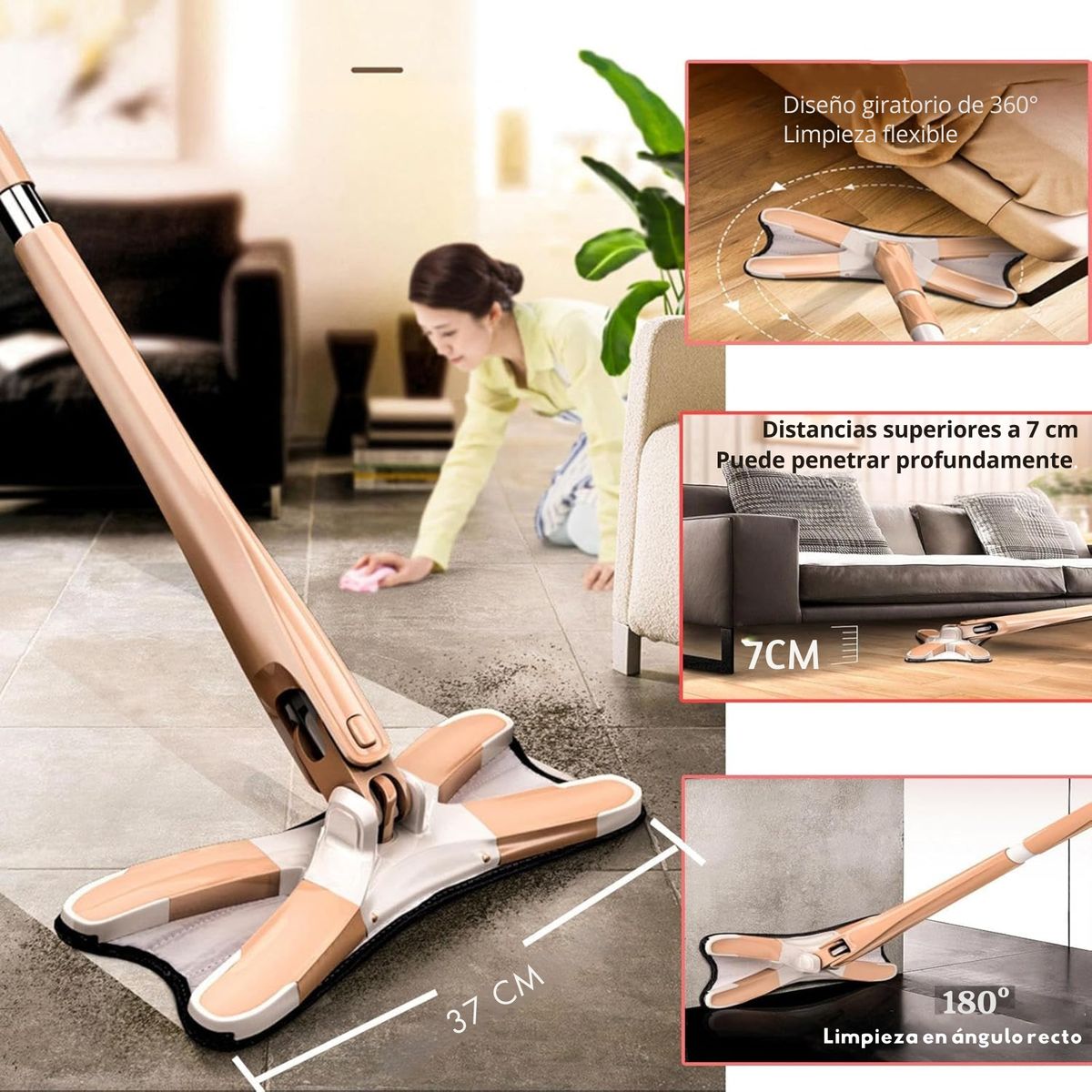 MOVI - Mopa de Microfibra 360º  Limpieza profunda sin esfuerzo
