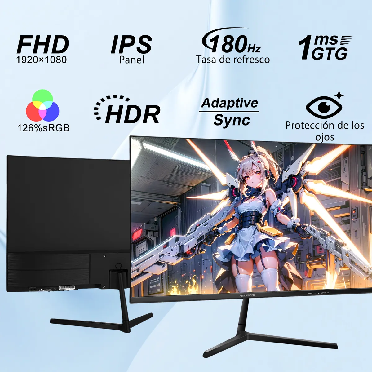 XUNDEFINED - Monitor Gamer 24 FHD 1K 180Hz 1MS FreeSync HDMI +DP-