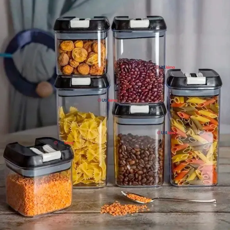 LINE - Set 7 Piezas Contenedor  Alimentos Hermético Plastico Cocina y Despensa
