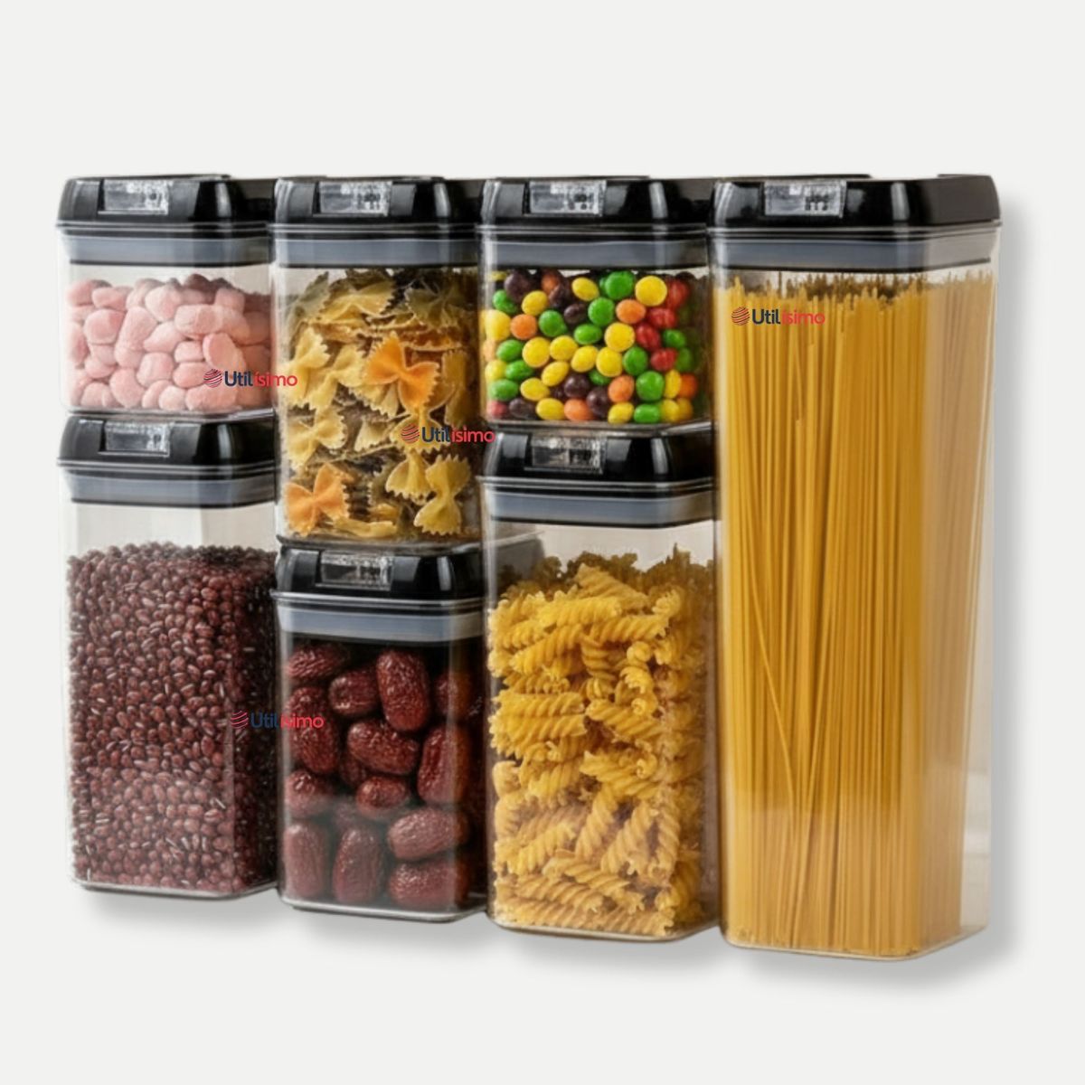 LINE - Set 7 Piezas Contenedor  Alimentos Hermético Plastico Cocina y Despensa