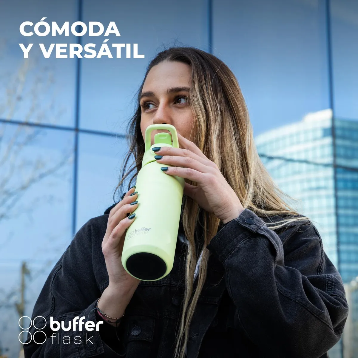 BUFFER FLASK - Termo Botella Agua Termica Acero Inox Buffer - Verde lima