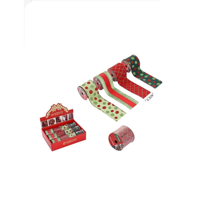 GENERICO - CINTA DECORATIVAS NAVIDEÑAS TONOS ROJO Y VERDE