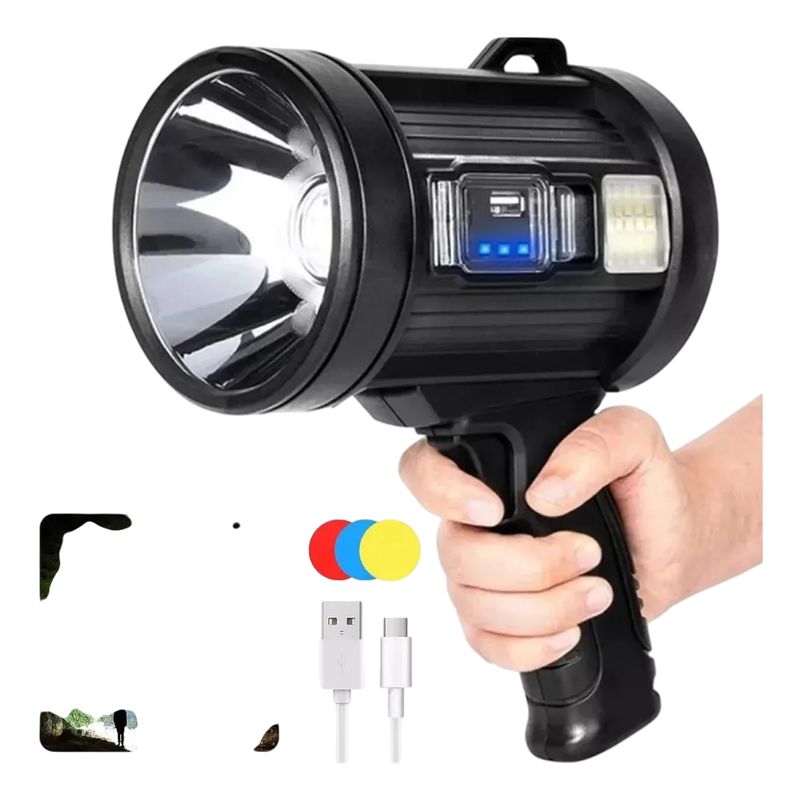 GENERICO - Linterna De Mano Led Foco 90000 Lúmenes Y Color Blanco