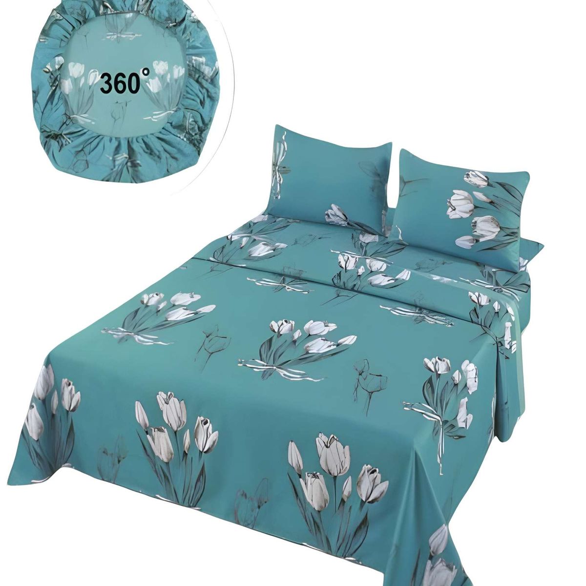 GENERICO - JUEGO DE SABANAS CASA SOL 2 PLAZAS TURQUESA