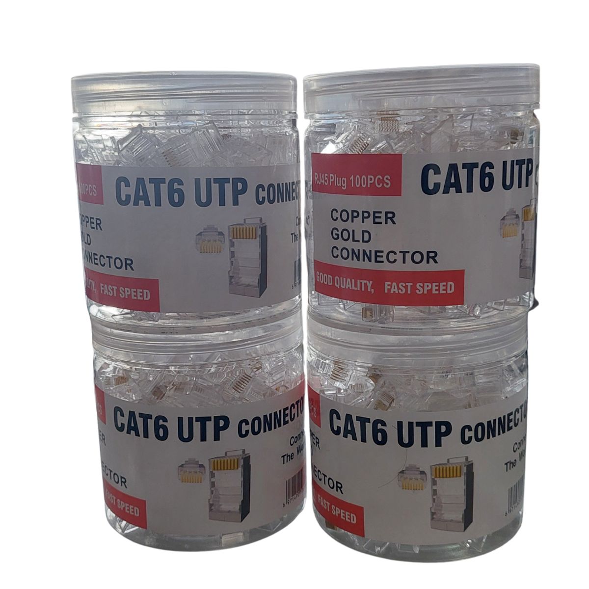 GENERICO - Pack 100 Conectores RJ45 UTP – Para cables de red Cat6 24-26 AWG