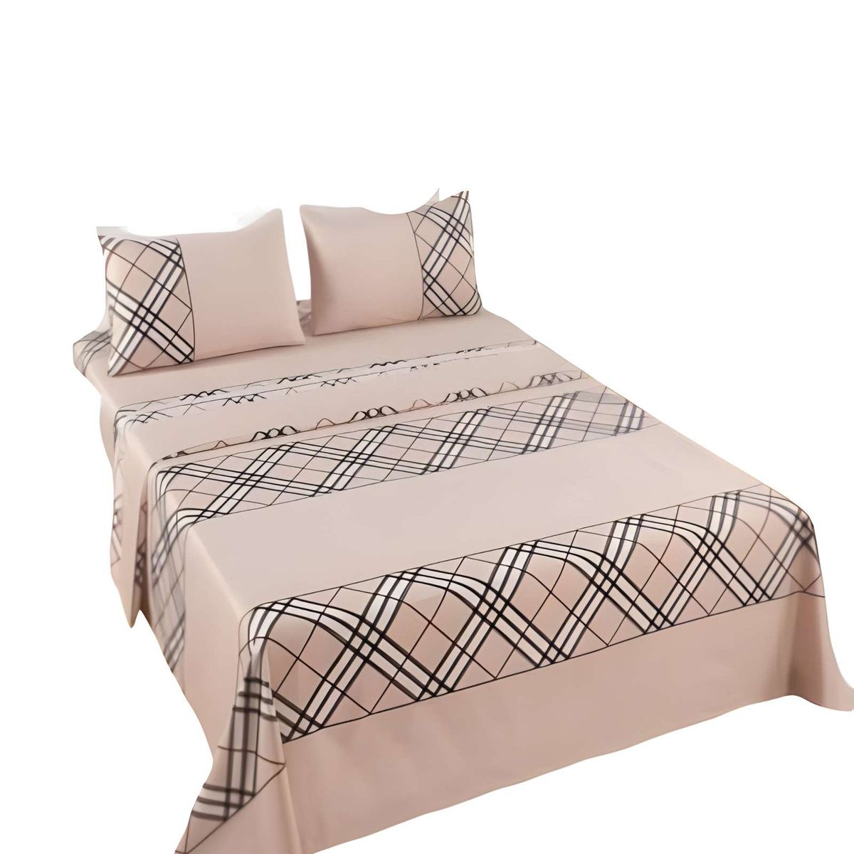 GENERICO - JUEGO DE SABANAS 2 PLAZAS CASA SOL CAFÉ