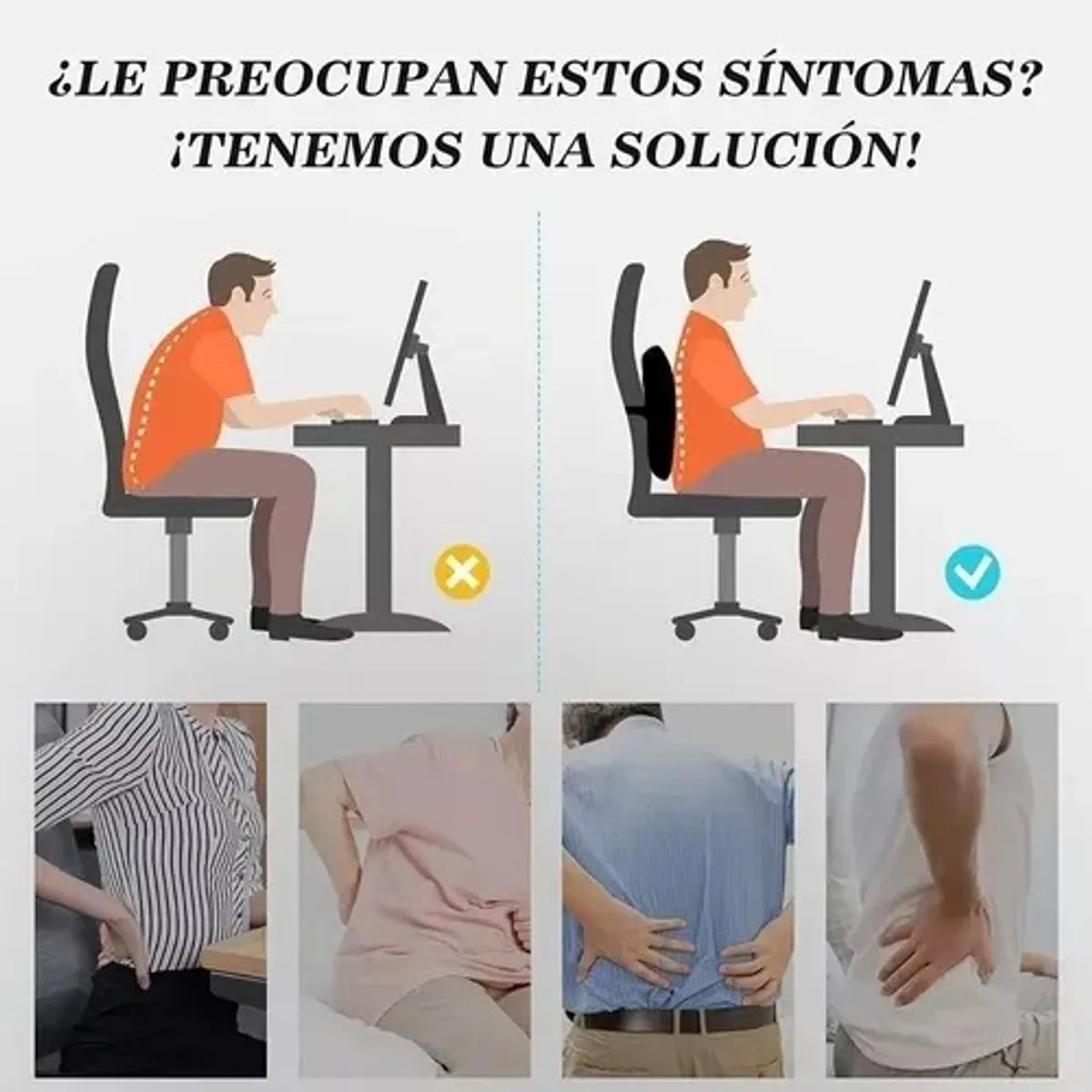 GENERICO - Cojin Con Memoria Ortopedico Lumbar Sillas Asiento Automovil